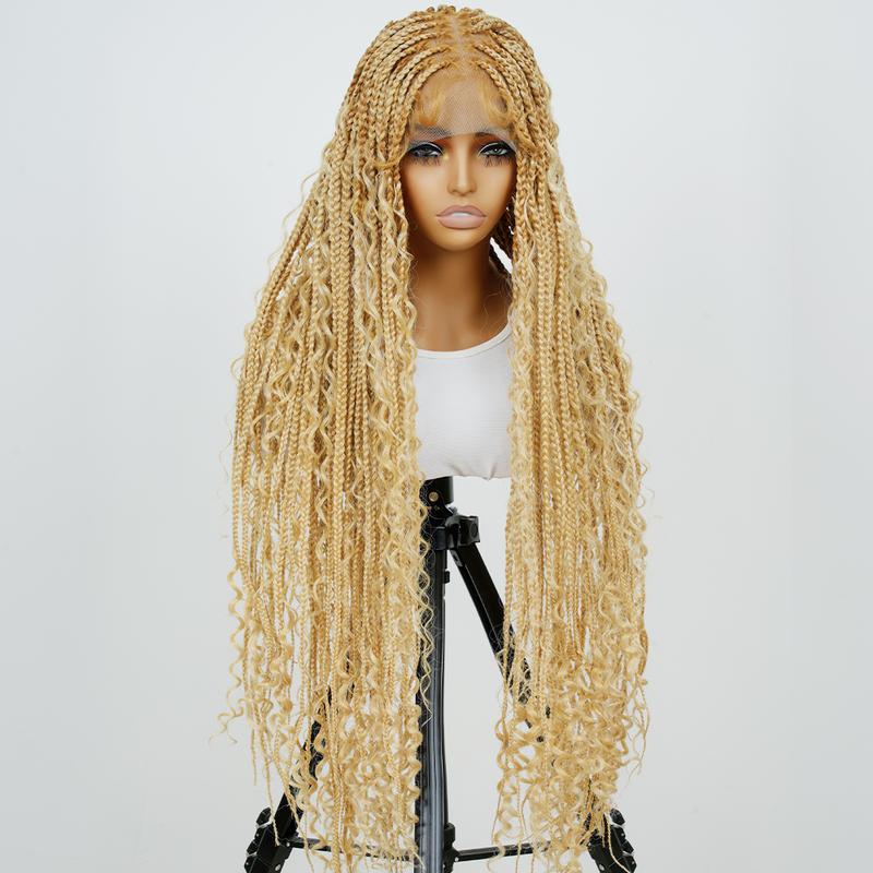 SuperNova #T274 614 36 Inches Full Lace Premium Synthetic Fiber Bohemian Box Braided Wigs Knotless