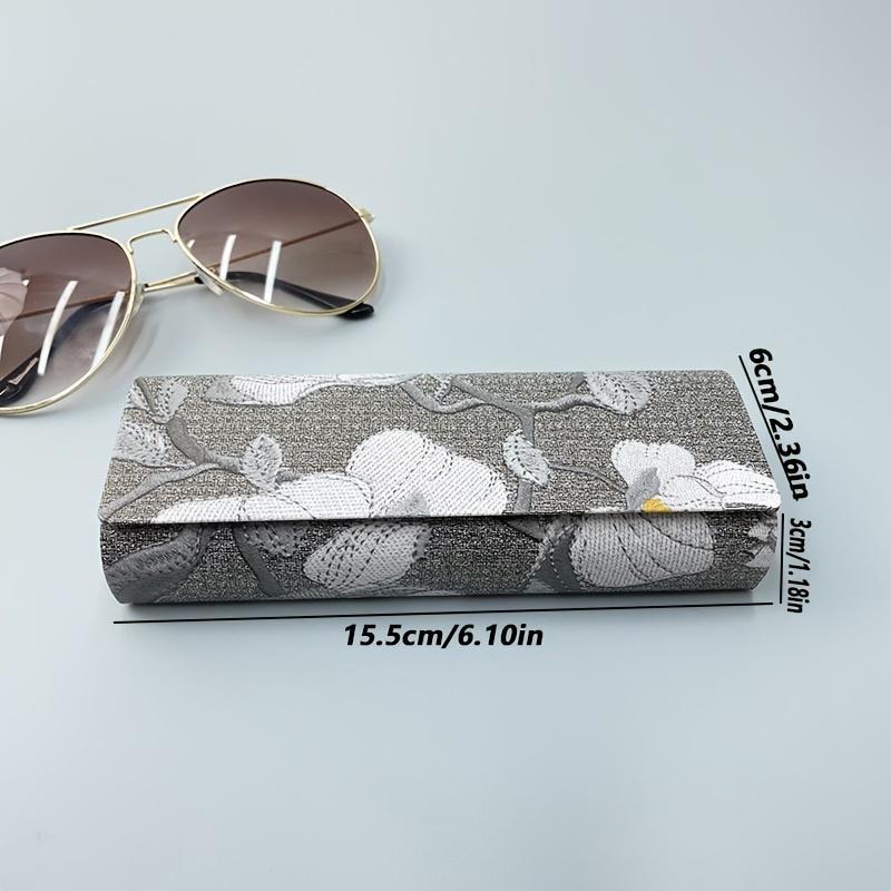 Floral Embroidered Glasses Case, Magnetic Closure Sunglasses Storage Box, Glasses Organizer for Living Room Bedroom Office School