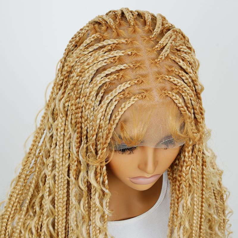 SuperNova #T274 614 36 Inches Full Lace Premium Synthetic Fiber Bohemian Box Braided Wigs Knotless