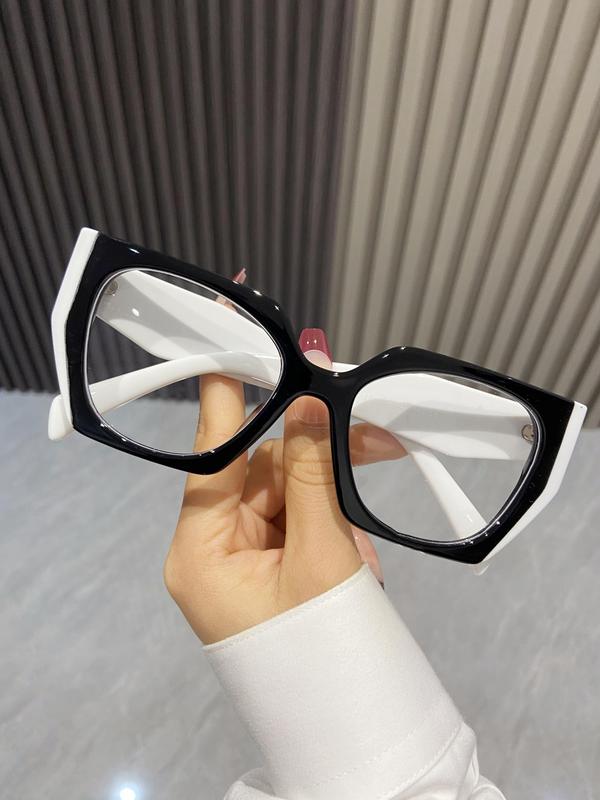 Simple Eyeglasses for Everyday Use As Perfect Gift for Girlfriend and Boyfriend, Summer Colorblock Cat Eye Frame Fashion Eyewear