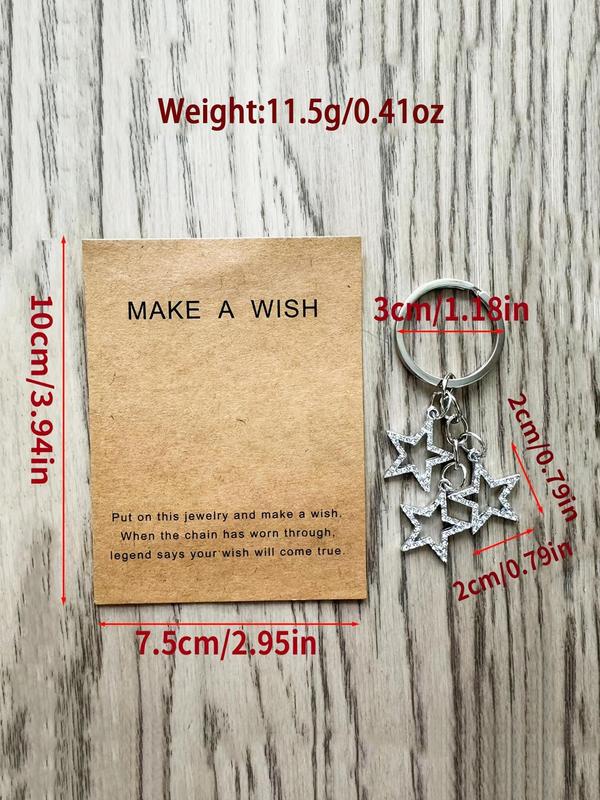 Cute Hollow Out Star Shaped Keychain with Card, Rhinestone Decor Keychain for Women & Men, Trendy All-match & Exquisite Keychain for Birthday Gift