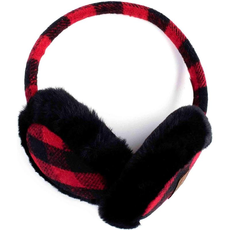 Tartan Check Earmuff with Faux Fur