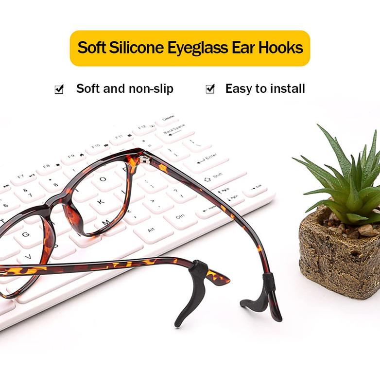 10 Pairs Soft Silicone Non-Slip Eyeglass Ear Hooks for Glasses, Sunglasses, and Reading Glasses Silicone Eyeglass