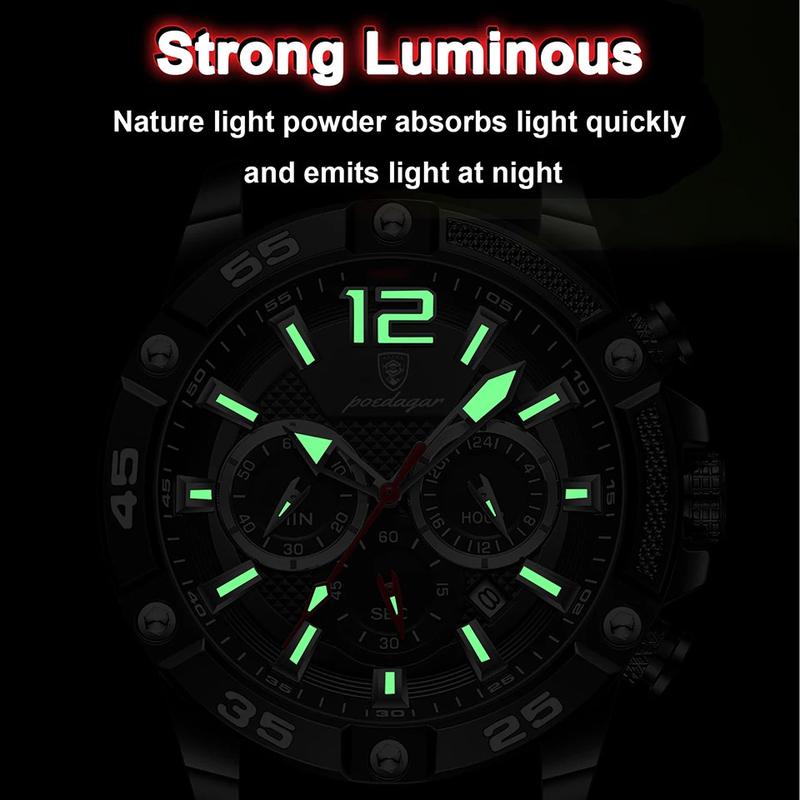 POEDAGAR Fashion Men Watch Luxury Waterproof Luminous Chronograph Date Man Wristwatch Quartz Men's Watches High Quality Clock