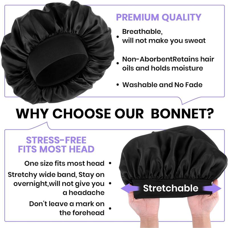 Silk Bonnet for Men, Satin Bonnet Elastic Band Silk Sleep Cap Soft Adjustable Hair Cap Hair Wrap for Women Sleeping