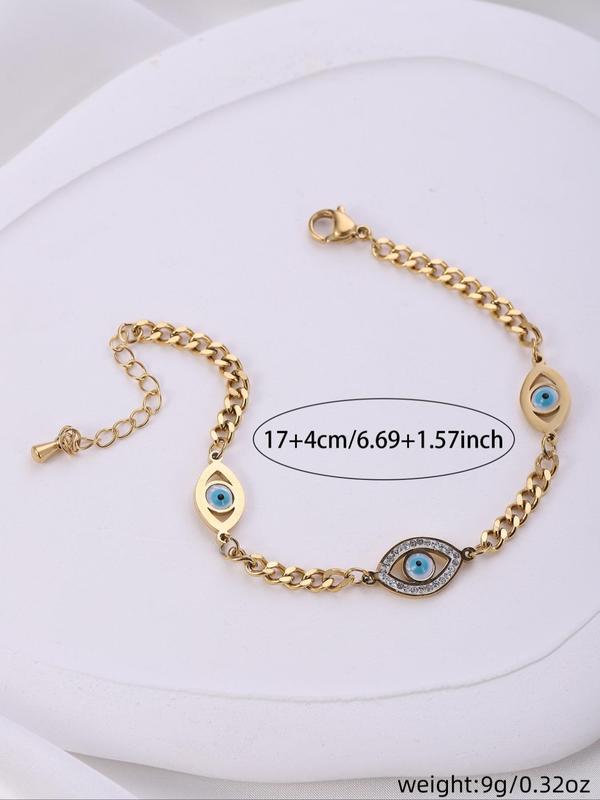 Simple Eye Charm Link Bracelet,  2024 New Fashion Jewelry for Party, Daily Clothing Decor, Trendy All-match & Exquisite Jewelry for Birthday Gift