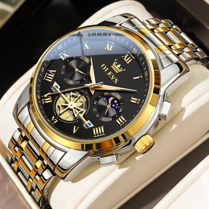 OLEVS Mens Watches Chronograph Business Dress Quartz Stainless Steel Waterproof Luminous Date Wrist Watch