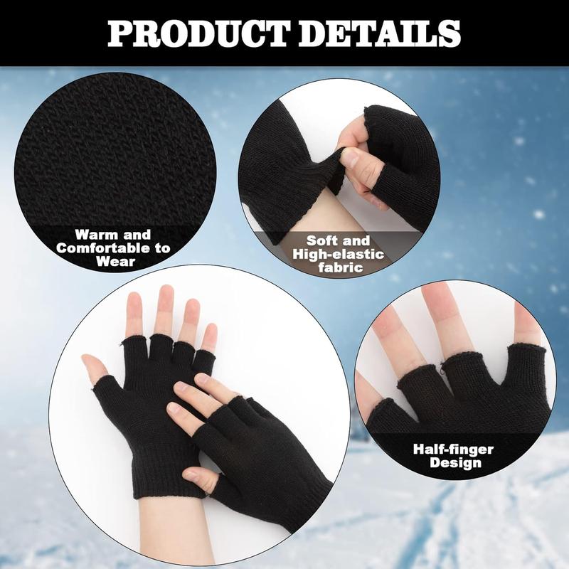 Fingerless Gloves for Women Men Winter Fingerless Mittens for Women Men Warm Knitted Gloves Typing Half Finger Gloves