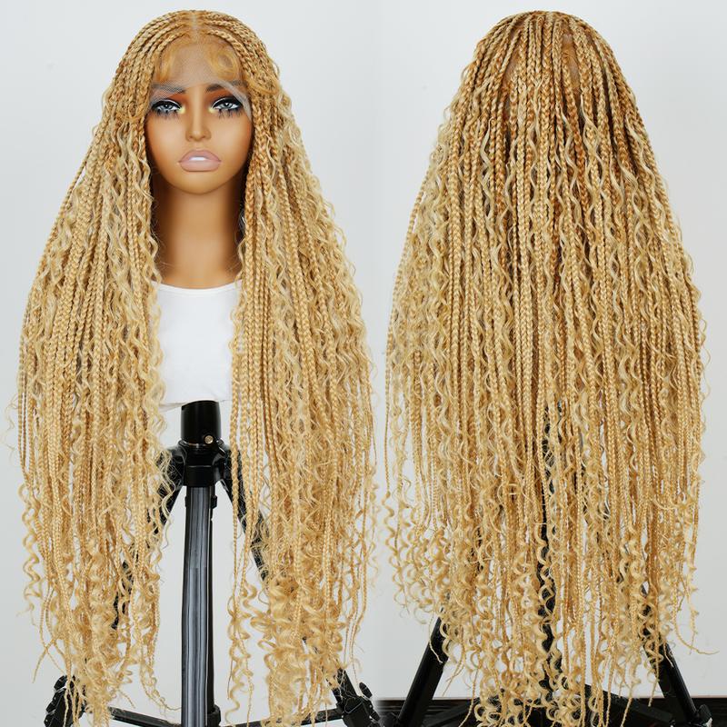 SuperNova #T274 614 36 Inches Full Lace Premium Synthetic Fiber Bohemian Box Braided Wigs Knotless