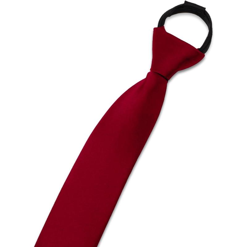 Solid Color Zipper Tie 15 inch 19 inch Polyester Satin Zipper Neckties