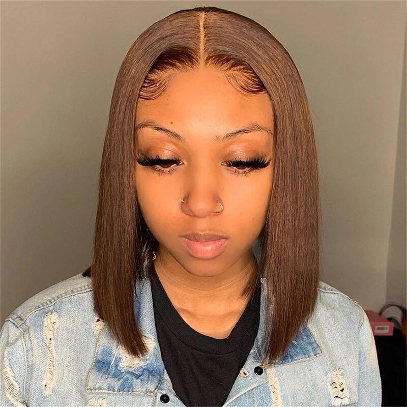 Megalook 12A Bob Wig Human Hair Minimalist Glueless Wig Pre Cut Lace 6x5 HD Closure Wig Real Pre Plucked Straight Short Bob Wigs Bleached Tiny Knots