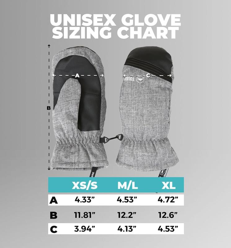 Winter Ski Mittens for Men & Women - Snow Mittens Cold Weather - Warm Insulated Waterproof Snowboard Mittens