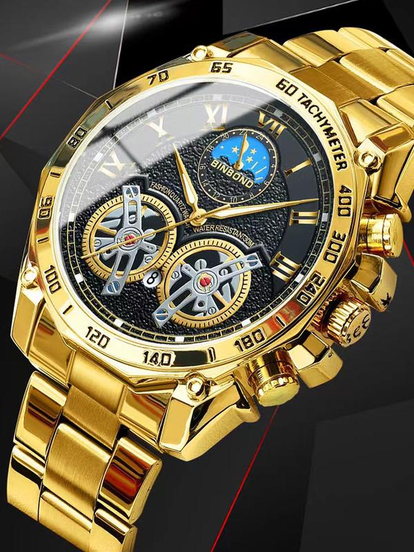 Men's Business Fashion Round Dial Quartz Watch As Gifts, Classic Multifunctional Wristwatch for Men with Date Display Function, Luxury Watches for Men As Gift with Box