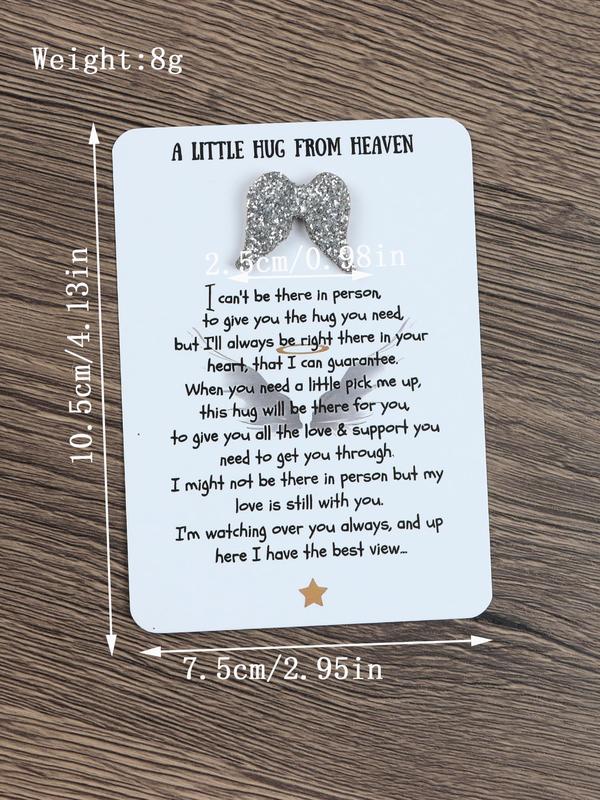 Rhinestone Wing Design Pocket Hug Token, Bereavement Gift, Keepsake, Memorial, Remembrance, Loss, Grief, Condolences, Personalized Gift