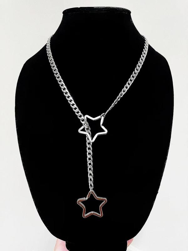 Star Design Chain Necklace, Fashionable Stainless Steel Jewelry for Party, Daily Clothing Decor, Trendy All-match & Exquisite Jewelry for Birthday Gift