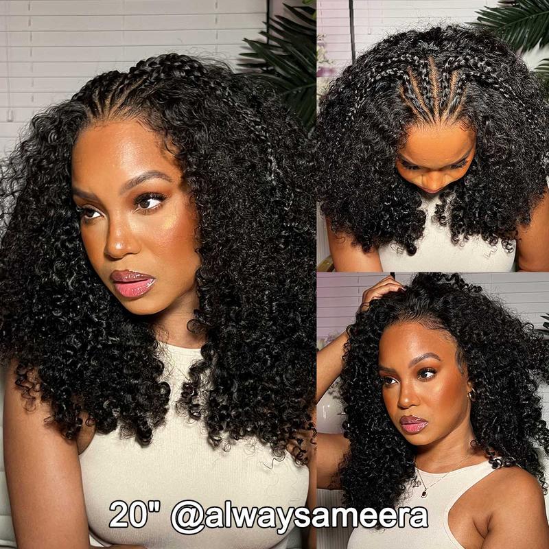 OQ HAIR Kinky Curly Wear and Go Glueless Human Hair Wigs Pre Bleached Pre-cut 4x6 HD Lace Front Wig Pre-plucked Natural Hairline