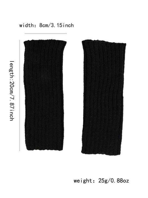 1 Pair Fingerless Thumb Hole Short Gloves, Winter Arm Warmer, Casual Acrylic Textile Gloves for Men & Women