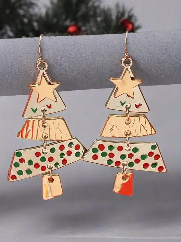 Christmas Tree Design Dangle Earrings, Fashionable Jewelry for Women & Girls, Trendy All-match & Exquisite Jewelry for Birthday Gift