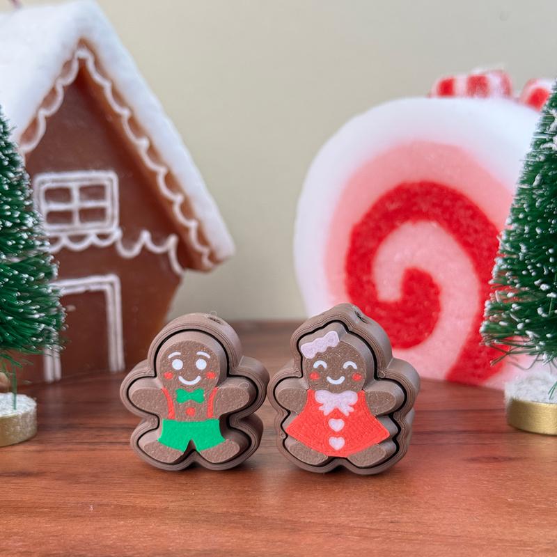 Gingerbread Fidget Clicker Keychain perfect for stress relief cute stocking stuffer