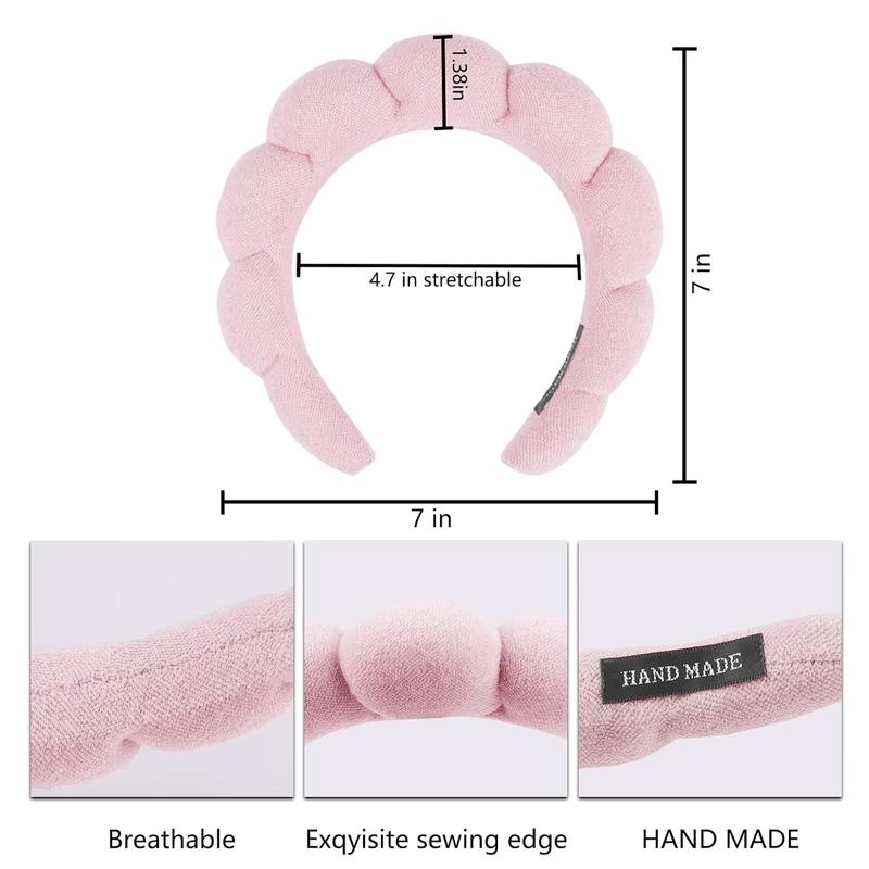 Makeup Headband for Washing , Sponge Skincare  Wash headbands for Women Girls - Bubble Soft Terry Towel Cloth Hair Band for Skincare Makeup Removal, Puffy Non Slip Thick Headwear(Pink)