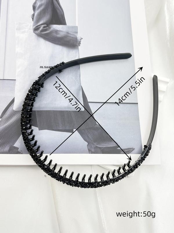 Rhinestone Decorated Anti Slip Hair Hoop with Teeth (3pcs set), Fashionable Hair Accessories for Women & Girls, Casual Versatile Hair Accessories for Daily Wear