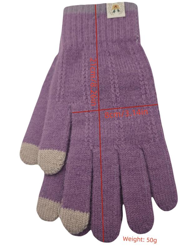 Unisex Thermal Lined Knitted Gloves, Casual Touch Screen Gloves for Fall & Winter, Warm Gloves for Outdoor Cycling Travel