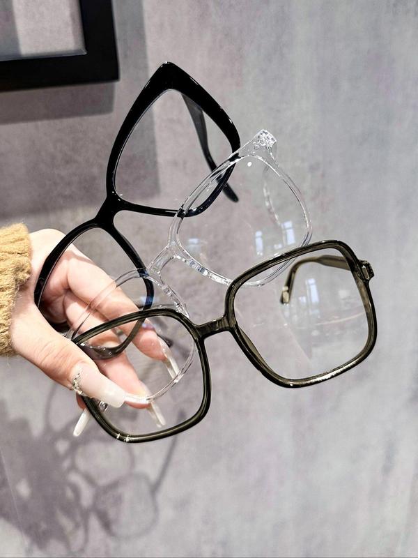 Unisex Fashionable Tortoiseshell Pattern Square Frame Eyeglasses, Trendy Casual Eyeglasses for Everyday Use, Fashion Accessories for Outdoor Activities