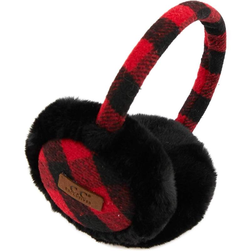 Tartan Check Earmuff with Faux Fur