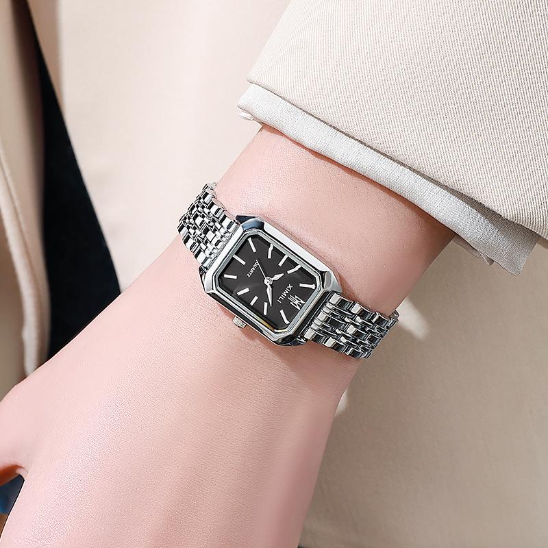 2024 New Light Luxury Steel Belt Women's Watch for Female Students Fashion Simple Square Quartz Watch