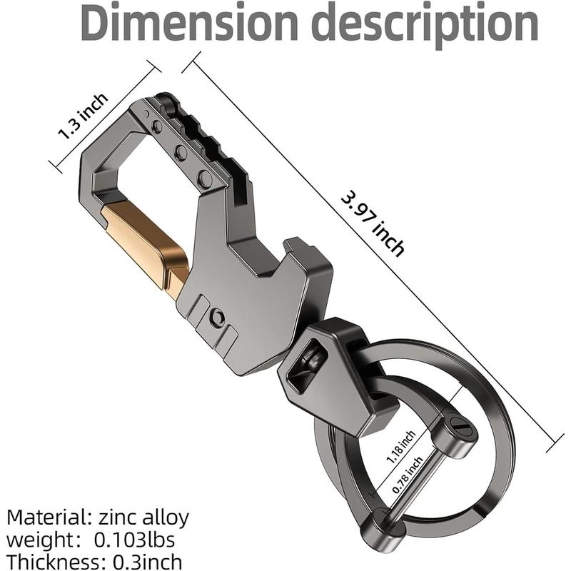 Heavy Duty Key Chain with (1 key ring and 1 D-ring),Bottle Opener,Carabiner Car Key Chains