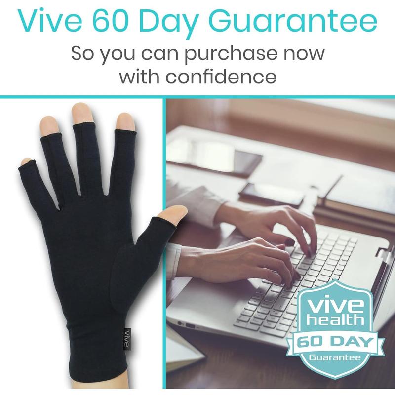 Vive Rheumatoid Arthritis Gloves - Men and Women Fingerless Compression Wrap for Hand Pain and Osteoarthritis -  Hand Wrap for Arthritic Joint Symptom Relief - Open Finger Fit