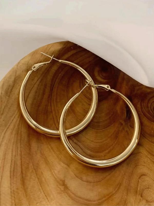 Simple Geometric Round Design Hoop Earrings, Fashion Alloy Ear Piercing Jewelry for Women and Girls, Casual All-match Accessories for Fall Festival Party, Daily Clothing Decoration