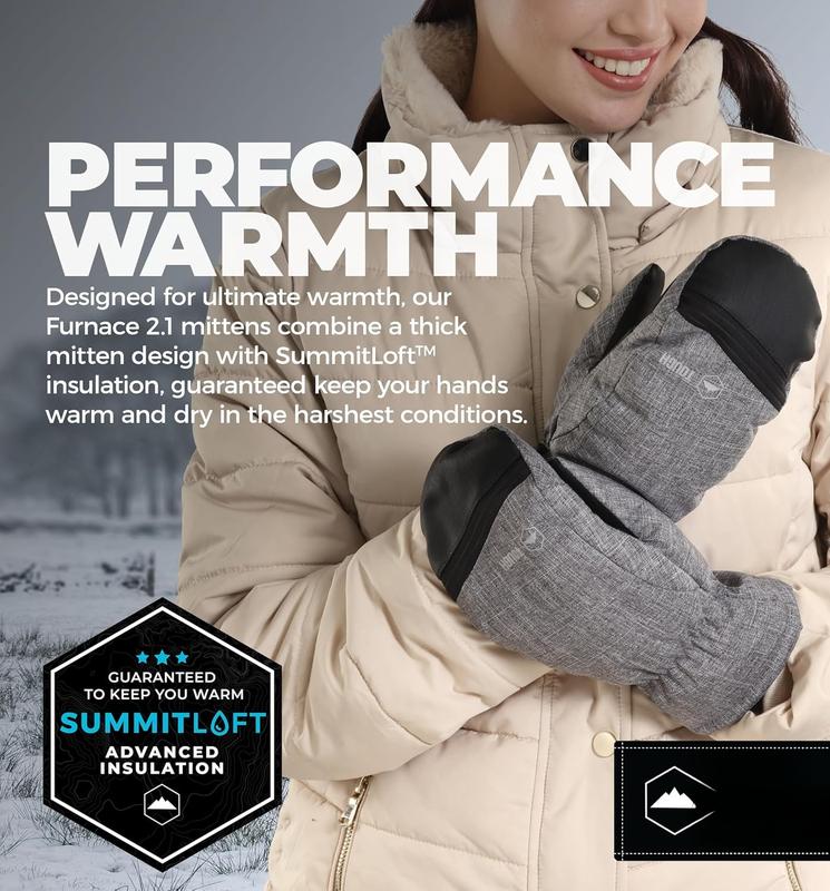 Winter Ski Mittens for Men & Women - Snow Mittens Cold Weather - Warm Insulated Waterproof Snowboard Mittens