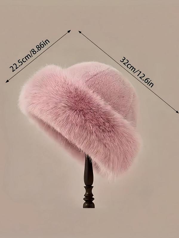 Women's Elegant Solid Color Bucket Hat, 2024 New Style Trendy Fuzzy Warm Hat, Chic All-match Accessories for Fall & Winter for Women & Girls for Outfit Matching