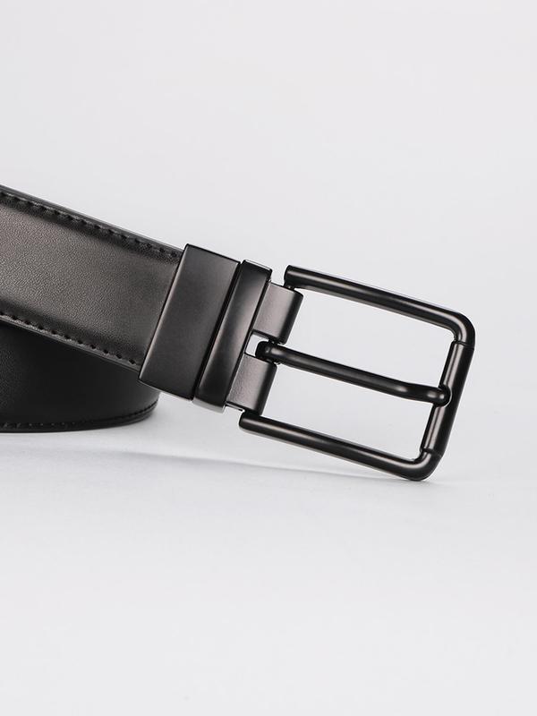 Men's Solid Color Rotate Buckle Belt, Business Casual Business Waistband for Work Office, Fashion Belt for Daily Clothing Decoration