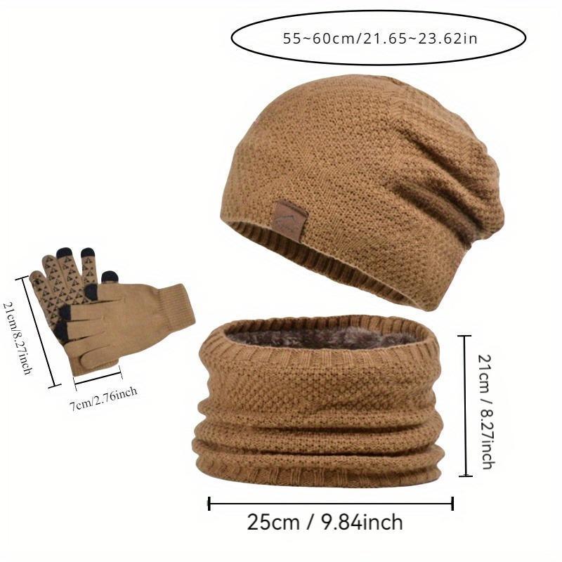 Men's Winter Sports Hat & Glove & Scarf Set, Knit Warm Hat & Glove & Scarf, Touch Screen Glove, Outdoor Sports Accessories for Men