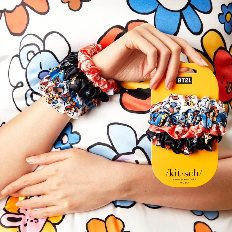 BT21 meets Kitsch Satin Sleep Scrunchies 4pc Set