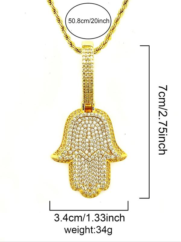 Rhinestone Decor Halma Hand Design Pendant, Fashion Jewelry for Party, Daily Clothing Decor, Trendy All-match & Exquisite Jewelry for Birthday Gift