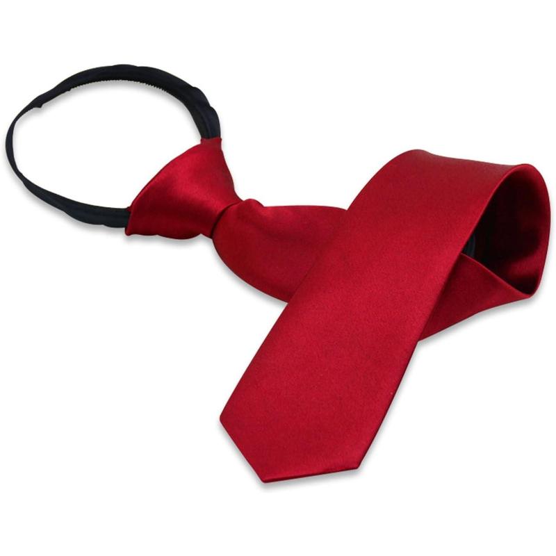 Solid Color Zipper Tie 15 inch 19 inch Polyester Satin Zipper Neckties