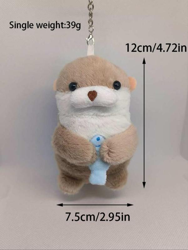 Cute Cartoon Otter Design Plush Keychain, Animal Shaped Plush Keychain for Women & Men, Fashion Accessories for Daily Use