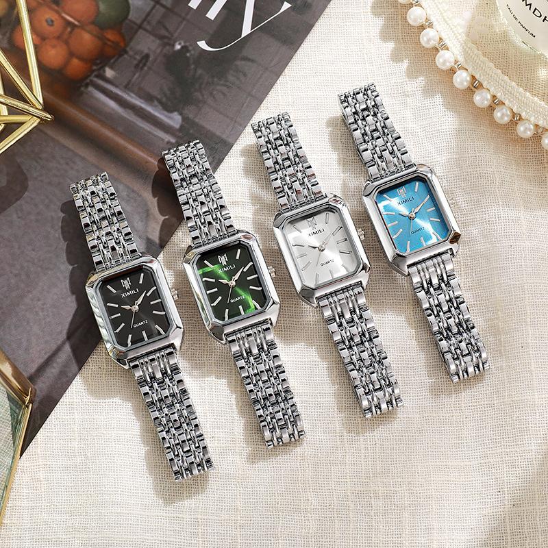 2024 New Light Luxury Steel Belt Women's Watch for Female Students Fashion Simple Square Quartz Watch