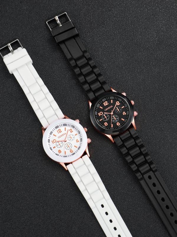 Women's Elegant Round Dial Quartz Watch (2pcs set), Exquisite Trendy Wristwatch, Fashionable Watch Set As Gift for Women without Box