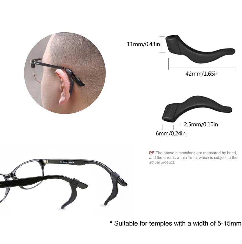 10 Pairs Soft Silicone Non-Slip Eyeglass Ear Hooks for Glasses, Sunglasses, and Reading Glasses Silicone Eyeglass