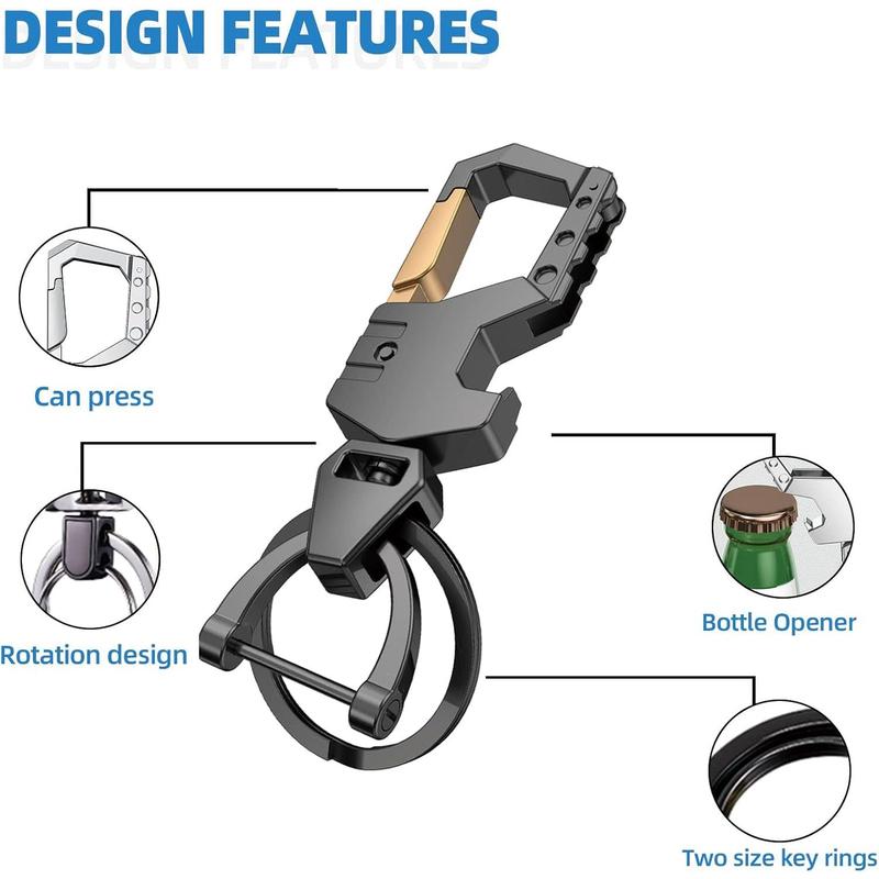 Heavy Duty Key Chain with (1 key ring and 1 D-ring),Bottle Opener,Carabiner Car Key Chains