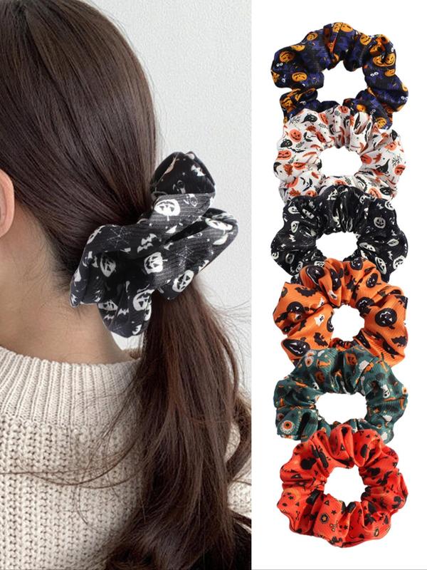 Creative Hair Scrunchies, Cute Pumpkin All Over Print Hair Ties, Fashion Hair Accessories, Minimalist Headwear Suitable for Thick Hair Fall, Birthday Gifts, Halloween Couple Ideas