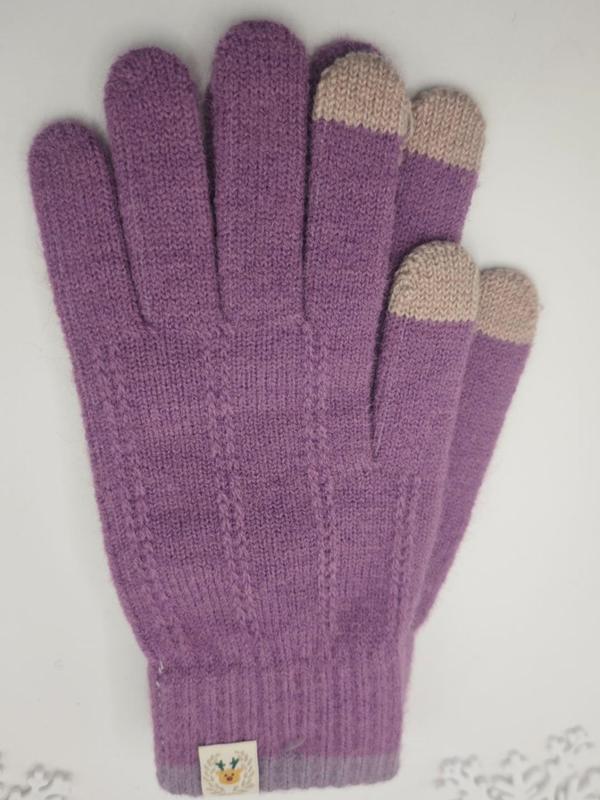 Unisex Thermal Lined Knitted Gloves, Casual Touch Screen Gloves for Fall & Winter, Warm Gloves for Outdoor Cycling Travel