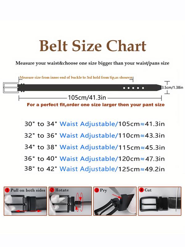 Men's Solid Color Rotate Buckle Belt, Business Casual Business Waistband for Work Office, Fashion Belt for Daily Clothing Decoration