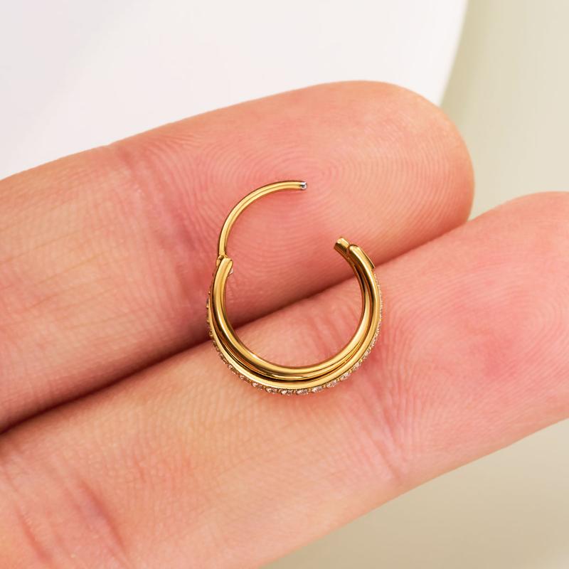 Oufer 20G Entwine CZ Hinged Segment Nose Ring Nose Hoop