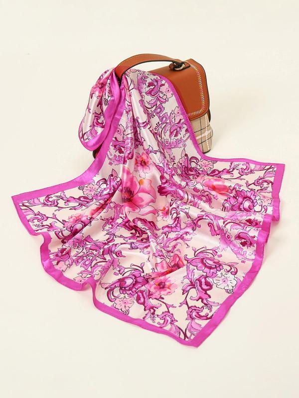 Women's Elegant Floral Print Square Scarf, Casual Trendy Soft Comfortable Shawl, Fashionable Scarf for Daily Matching