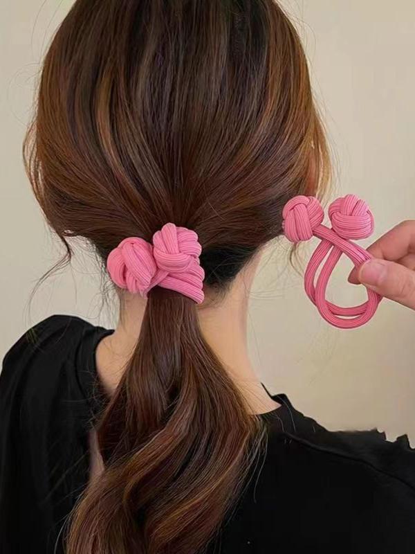 Women's Knot Design Plain Color High Elasticity Hair Ties, 6 Counts set Casual Ponytail Holders for Women & Girls, Trendy All-match  Hair Accessories for Hairstyle Ideas